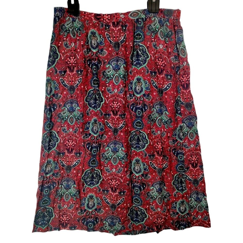 Vintage  Paisley Floral Midi Skirt Pockets Women's Size 34 LARGE